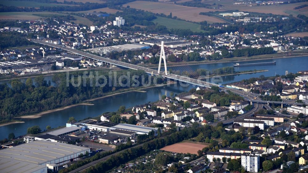 Luftbild Weißenthurm - Die Raiffeisenbrücke verbindet Weißenthurm mit Neuwied im Bundesland Rheinland-Pfalz, Deutschland