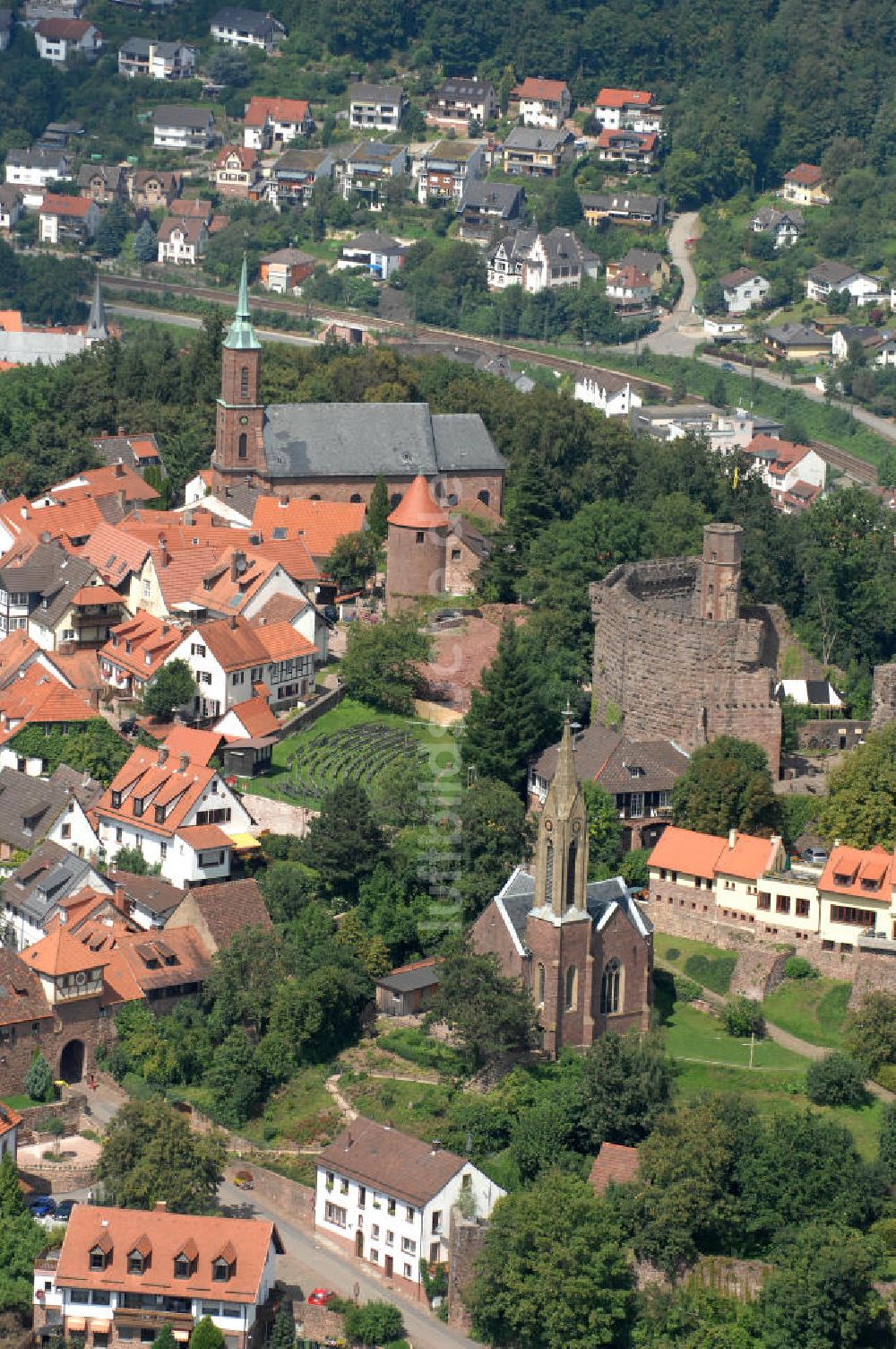 Luftaufnahme Dilsberg - Dir Burgruine in der Gemeinde Dilsberg
