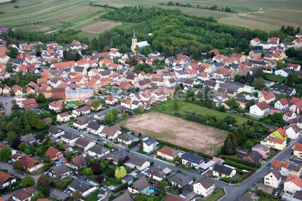 Dittelsheim-Heßloch aus der Vogelperspektive: Dorf - Ansicht in Dittelsheim-Heßloch im Bundesland Rheinland-Pfalz