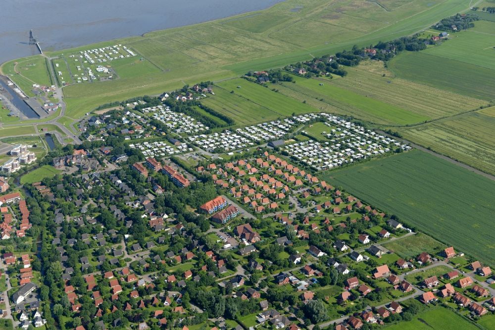 Luftaufnahme Wurster Nordseeküste - Dorf - Ansicht von Dorumer Neufeld in Wurster Nordseeküste im Bundesland Niedersachsen