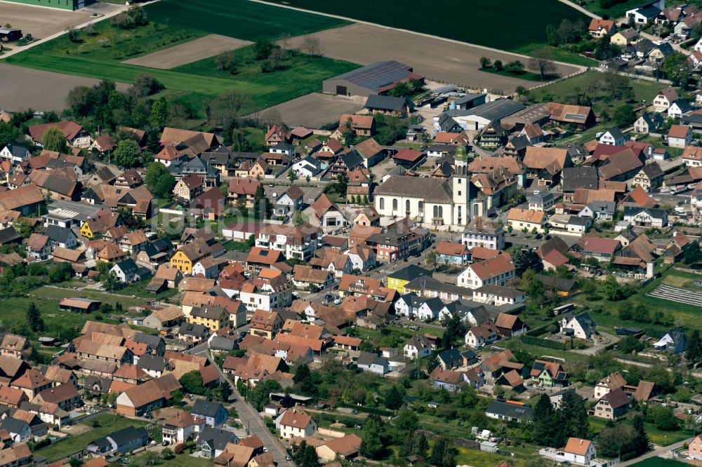 Luftaufnahme Hilsenheim - Dorf - Ansicht in Hilsenheim in Grand Est, Frankreich