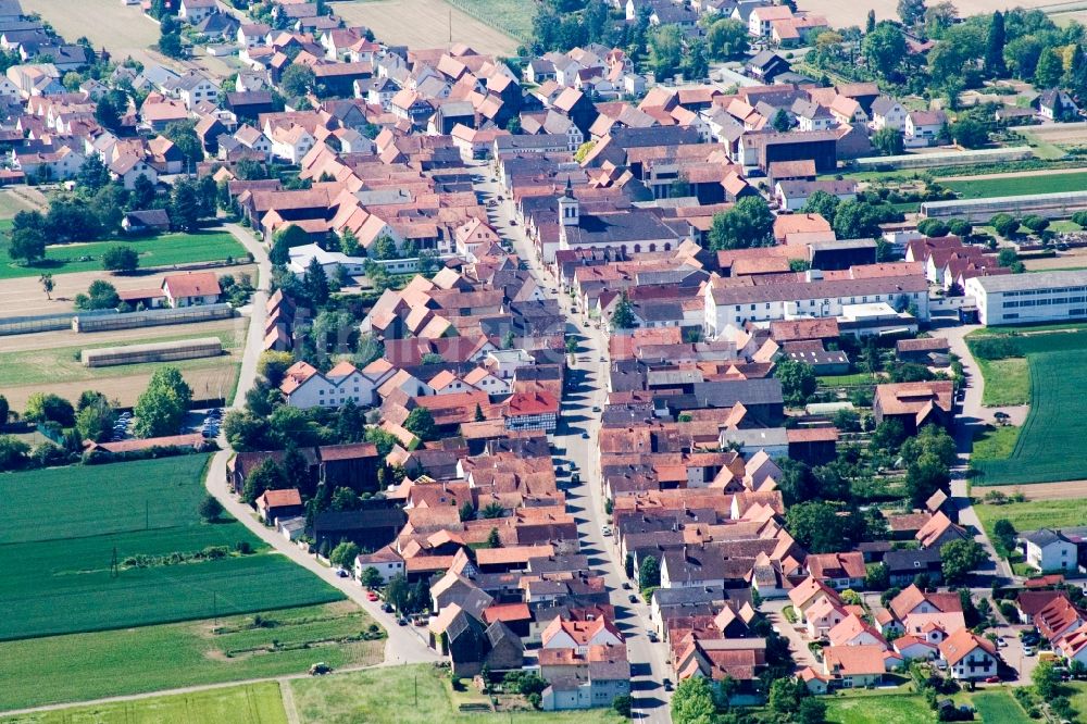 Luftaufnahme Herxheim bei Landau (Pfalz) - Dorf - Ansicht im Ortsteil Hayna in Herxheim bei Landau (Pfalz) im Bundesland Rheinland-Pfalz