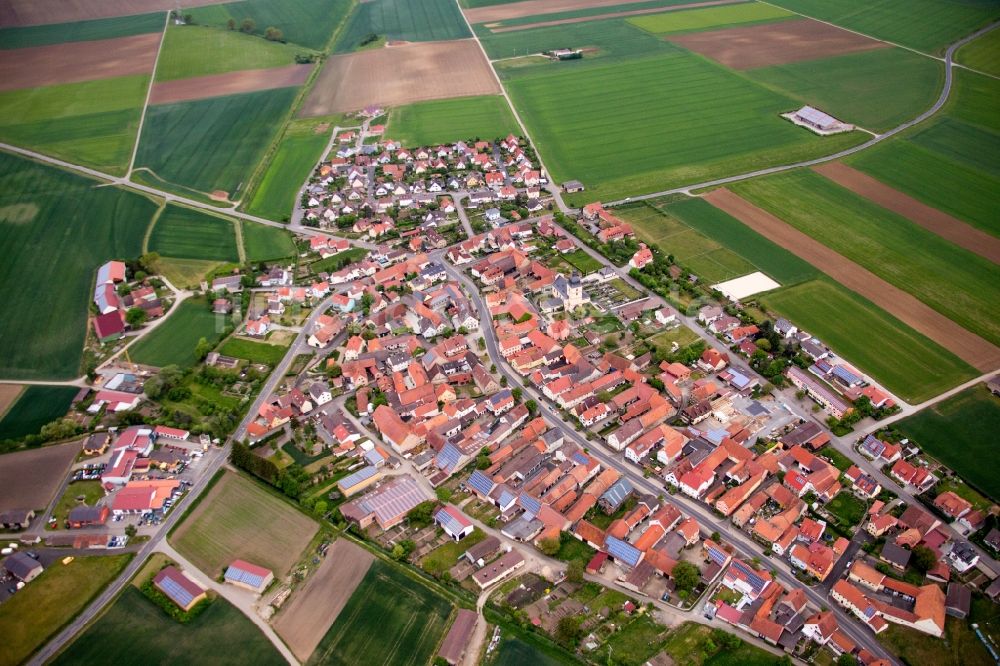 Kolitzheim von oben - Dorf - Ansicht im Ortsteil Herlheim in Kolitzheim im Bundesland Bayern, Deutschland