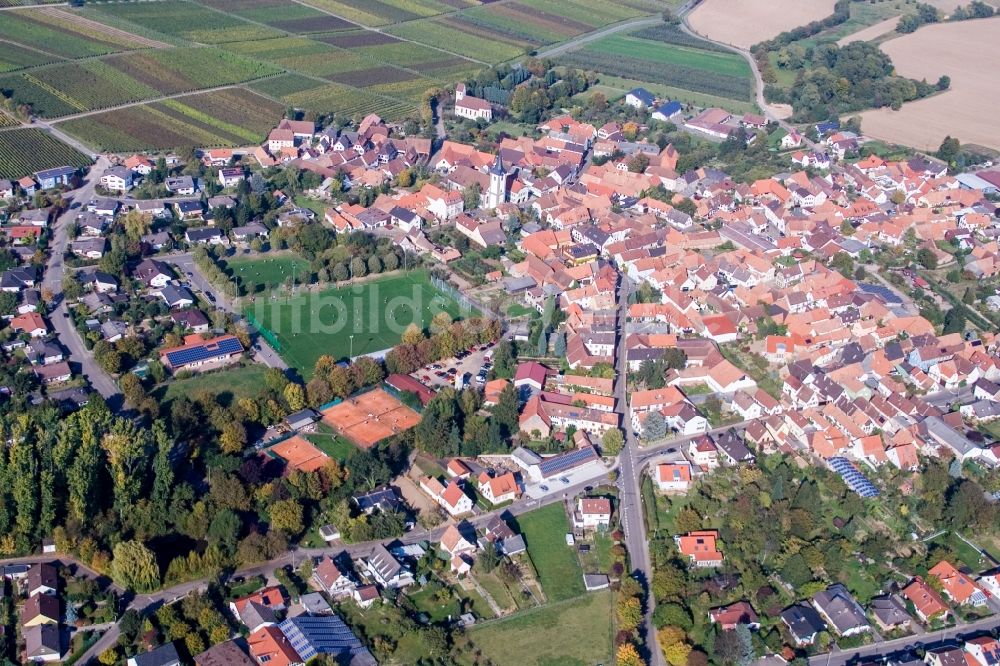 Luftbild Landau in der Pfalz - Dorf - Ansicht im Ortsteil Mörzheim in Landau in der Pfalz im Bundesland Rheinland-Pfalz, Deutschland