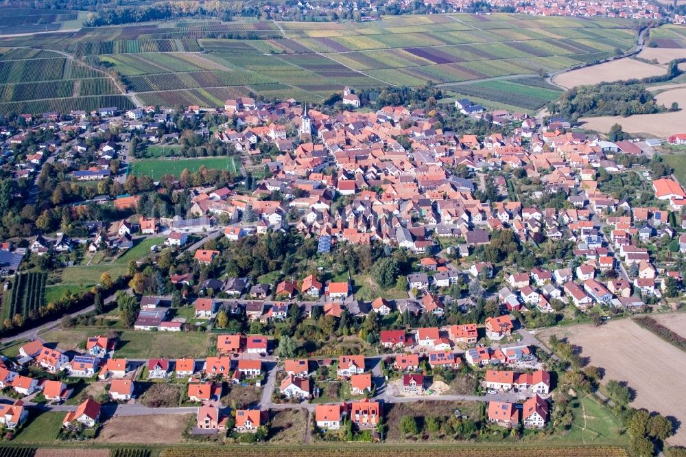 Luftaufnahme Landau in der Pfalz - Dorf - Ansicht im Ortsteil Mörzheim in Landau in der Pfalz im Bundesland Rheinland-Pfalz, Deutschland