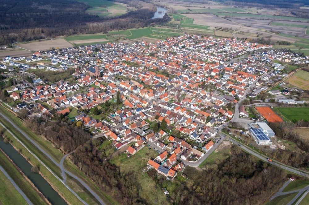 Luftbild Dettenheim - Dorf - Ansicht im Ortsteil Rußheim in Dettenheim im Bundesland Baden-Württemberg, Deutschland