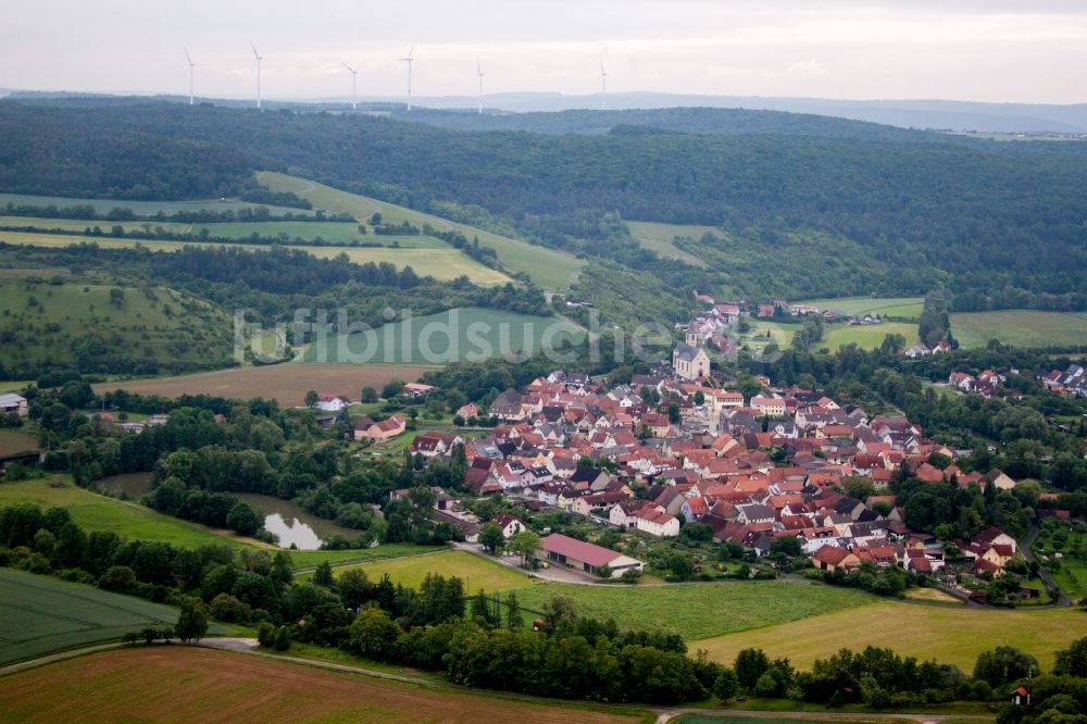 Luftbild Eußenheim - Dorf - Ansicht am Rande von Feldern in Eußenheim im Bundesland Bayern