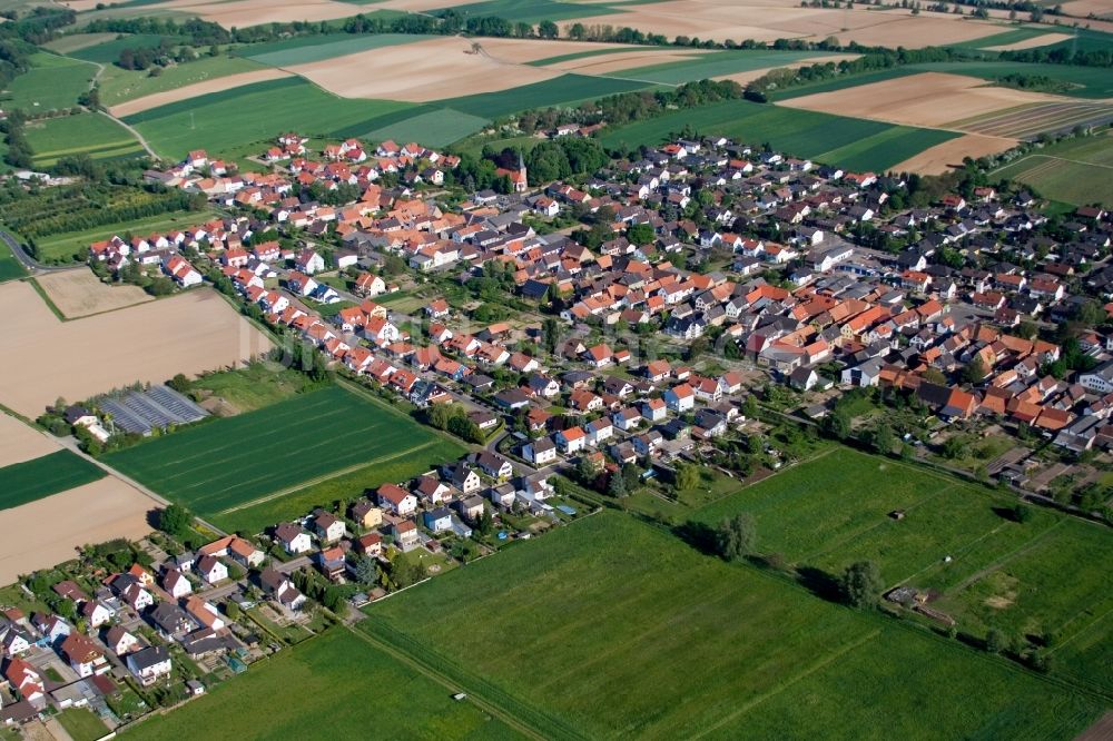 Freckenfeld von oben - Dorf - Ansicht am Rande von Feldern in Freckenfeld im Bundesland Rheinland-Pfalz