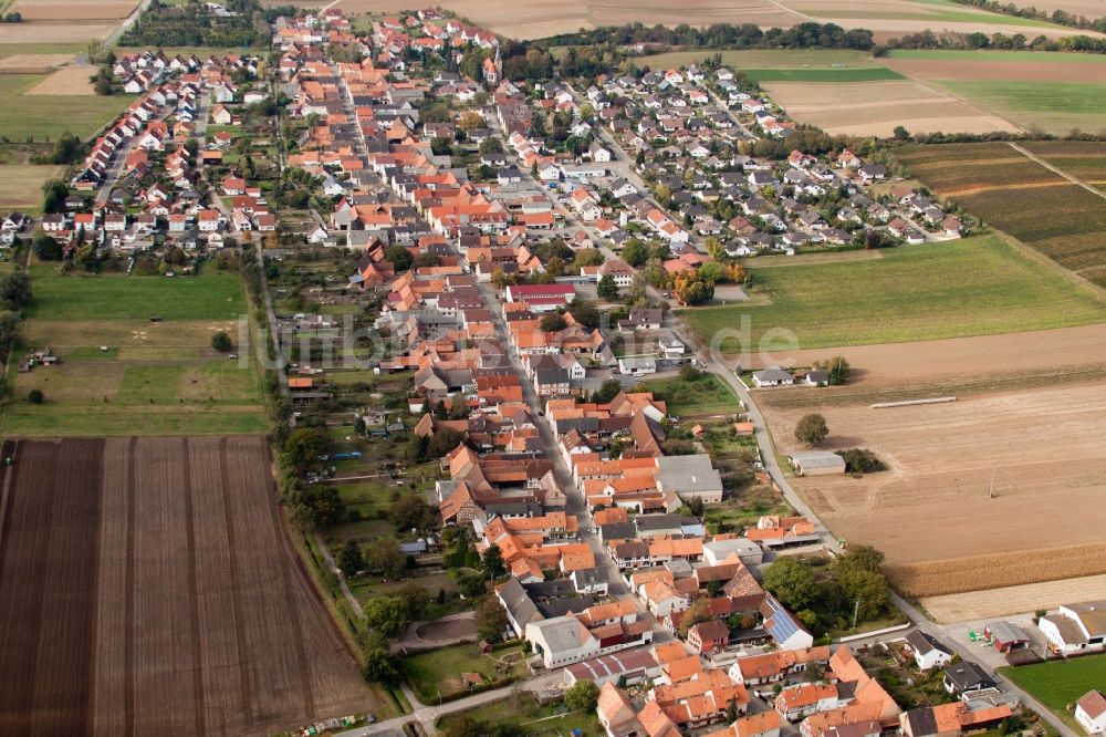 Luftbild Freckenfeld - Dorf - Ansicht am Rande von Feldern in Freckenfeld im Bundesland Rheinland-Pfalz