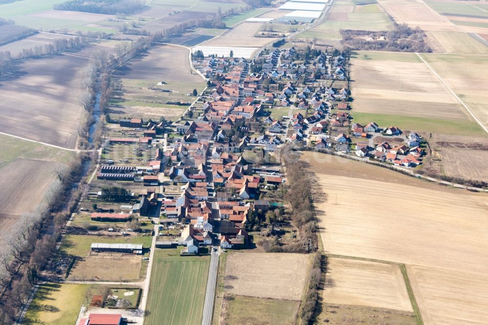 Luftbild Herxheimweyher - Dorf - Ansicht am Rande von Feldern in Herxheimweyher im Bundesland Rheinland-Pfalz, Deutschland