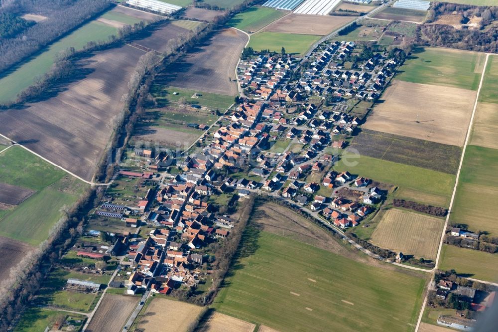 Luftbild Herxheimweyher - Dorf - Ansicht am Rande von Feldern in Herxheimweyher im Bundesland Rheinland-Pfalz, Deutschland