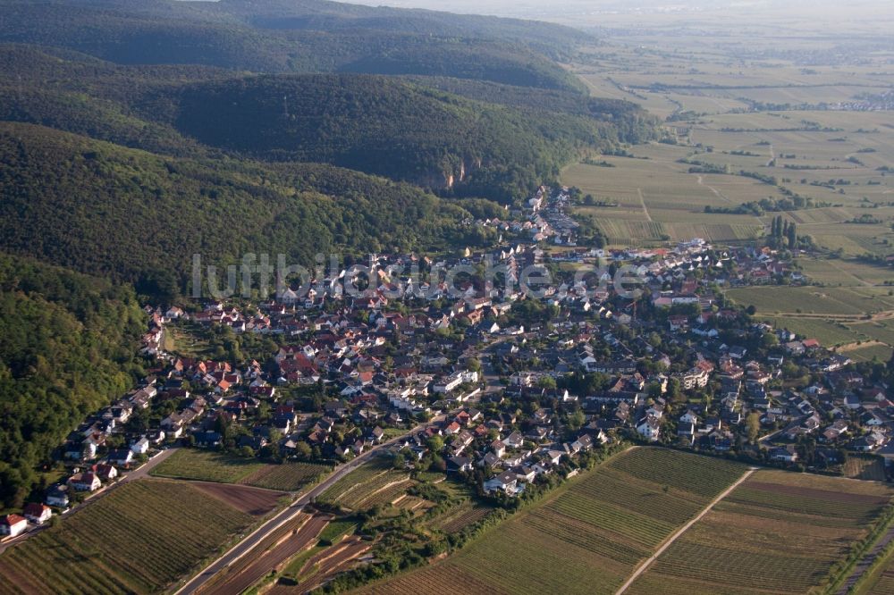 Luftaufnahme Neustadt an der Weinstraße - Dorf - Ansicht am Rande von Feldern im Ortsteil Haardt in Neustadt an der Weinstraße im Bundesland Rheinland-Pfalz, Deutschland