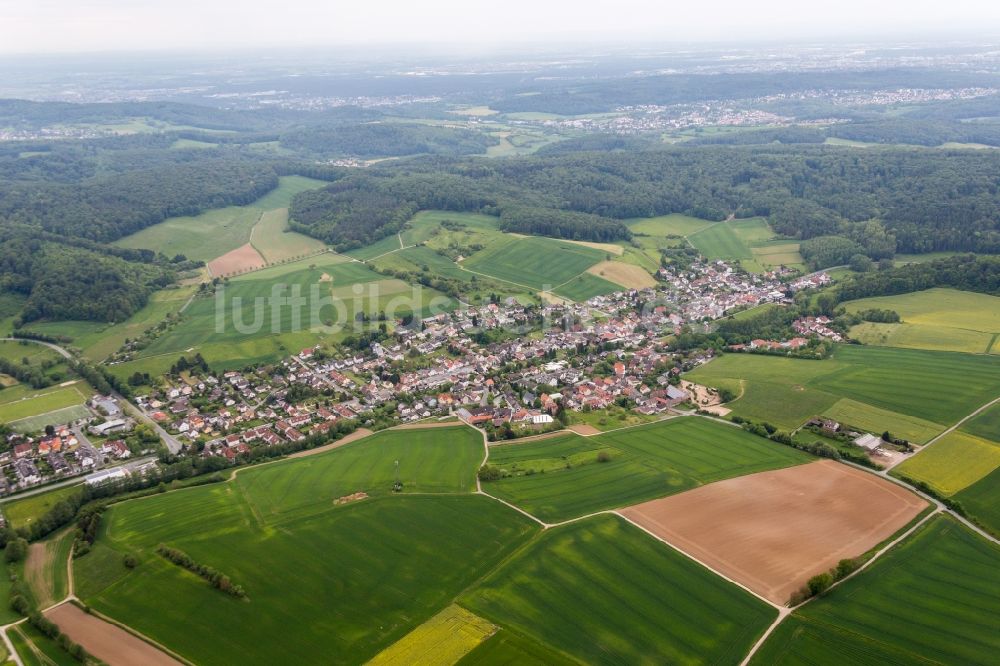 Luftbild Ober-Ramstadt - Dorf - Ansicht am Rande von Feldern im Ortsteil Modau in Ober-Ramstadt im Bundesland Hessen, Deutschland