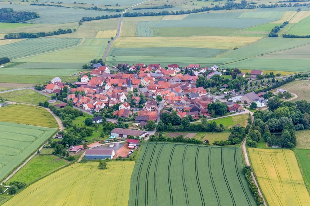 Höchheim aus der Vogelperspektive: Dorf - Ansicht am Rande von Feldern im Ortsteil Rothausen in Höchheim im Bundesland Bayern, Deutschland
