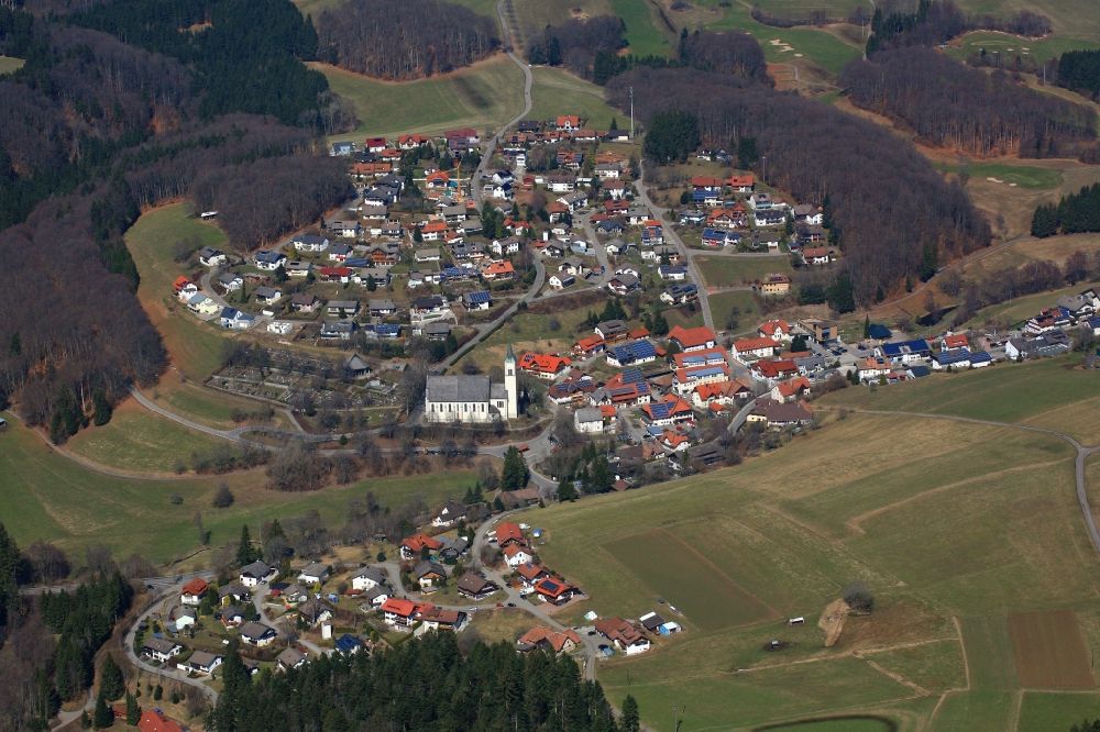 Rickenbach von oben - Dorf - Ansicht am Rande von Feldern in Rickenbach im Bundesland Baden-Württemberg, Deutschland