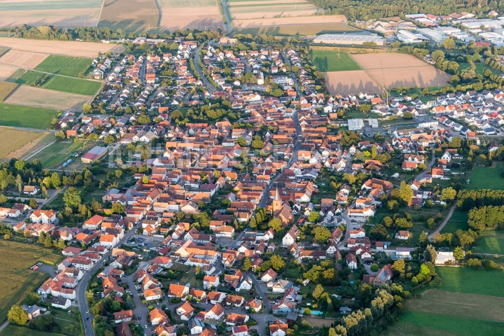 Rohrbach von oben - Dorf - Ansicht am Rande von Feldern in Rohrbach im Bundesland Rheinland-Pfalz, Deutschland
