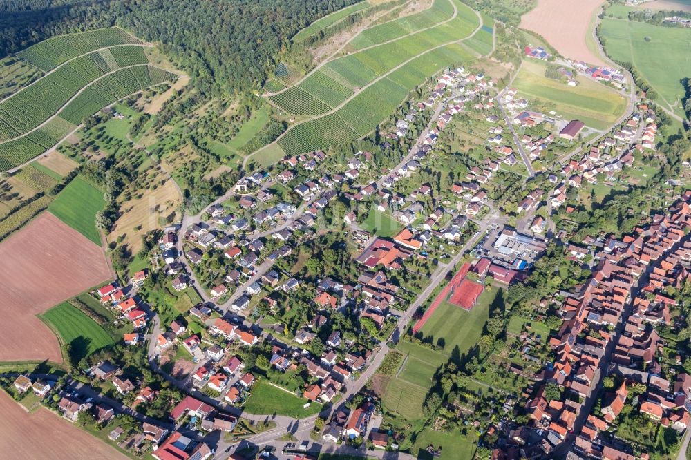 Luftbild Illingen - Dorf - Ansicht am Rande von Feldern in Schützingen im Bundesland Baden-Württemberg, Deutschland