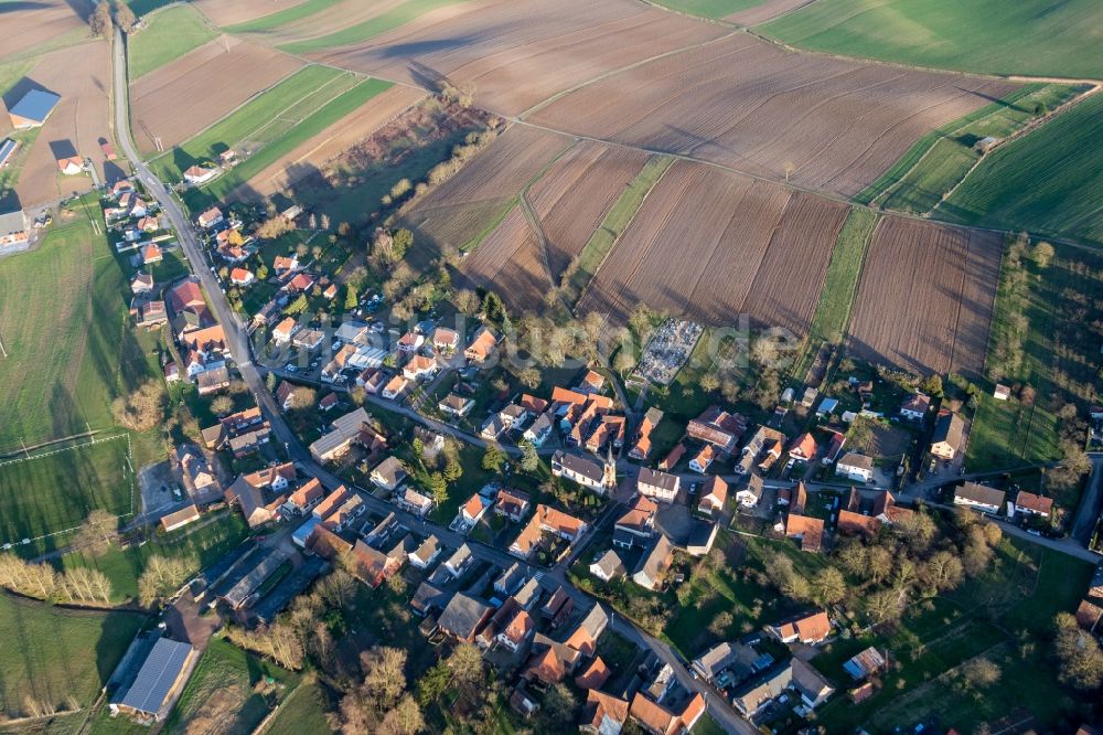 Luftbild Siegen - Dorf - Ansicht am Rande von Feldern in Siegen in Grand Est, Frankreich