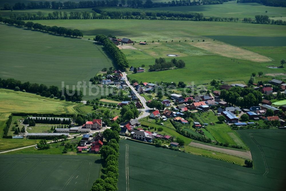 Luftaufnahme Benzin - Dorf - Ansicht am Rande von landwirtschaftlichen Feldern in Benzin im Bundesland Mecklenburg-Vorpommern, Deutschland