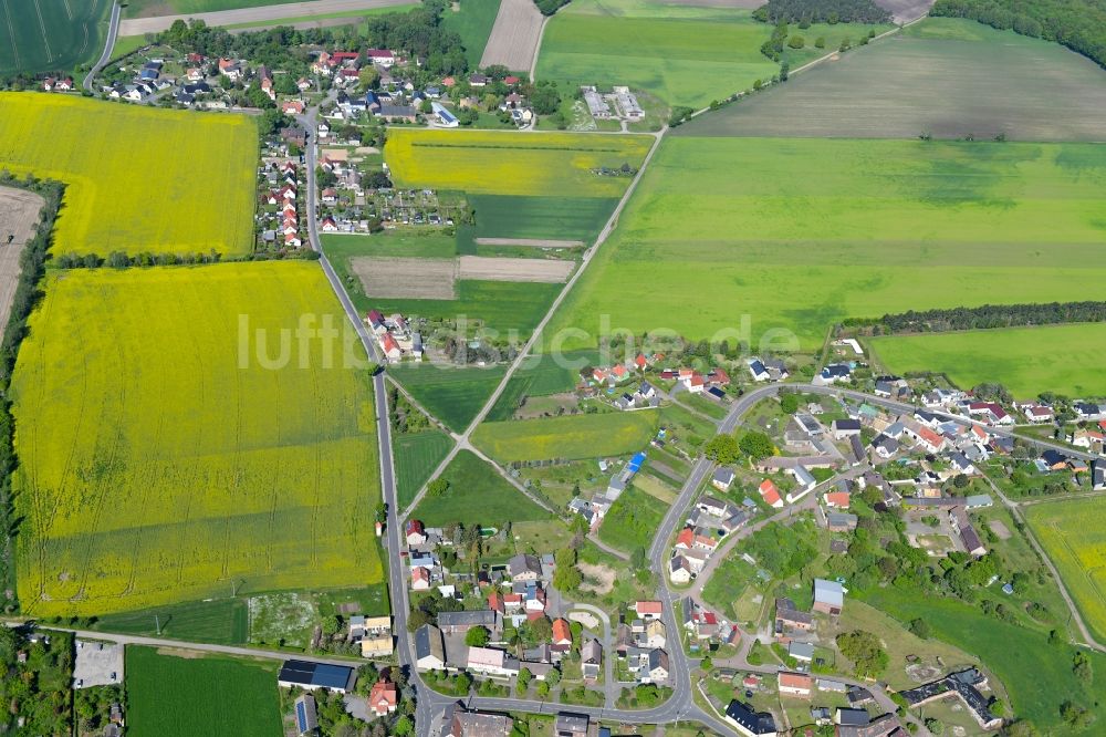 Luftaufnahme Pressen - Dorf - Ansicht am Rande von landwirtschaftlichen Feldern in Pressen im Bundesland Sachsen, Deutschland