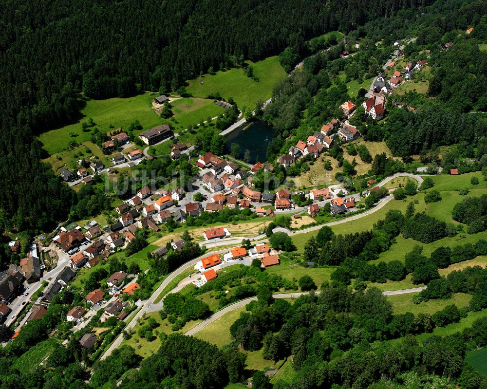 Berneck aus der Vogelperspektive: Dorf - Ansicht am Rande von Waldgebieten in Berneck im Bundesland Baden-Württemberg, Deutschland