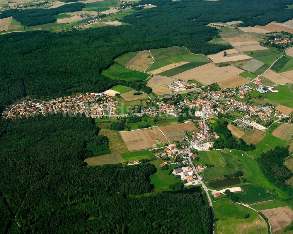 Luftaufnahme Dentlein am Forst - Dorf - Ansicht am Rande Waldgebieten in Dentlein am Forst im Bundesland Bayern, Deutschland