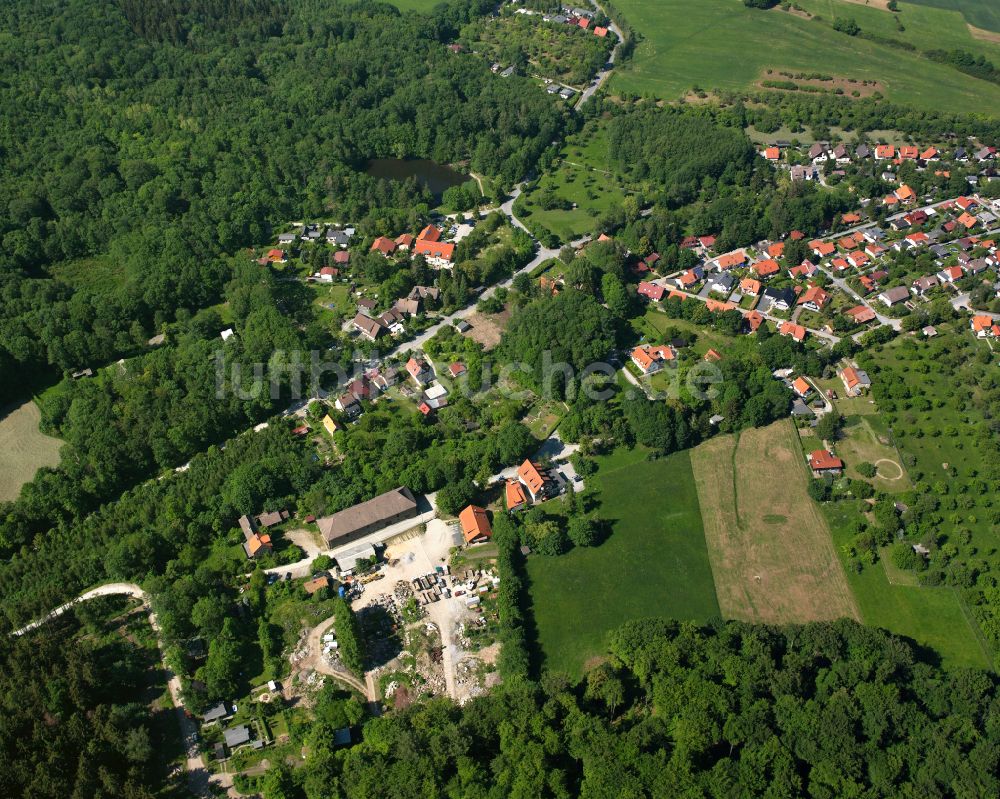 Drübeck aus der Vogelperspektive: Dorf - Ansicht am Rande von Waldgebieten in Drübeck im Bundesland Sachsen-Anhalt, Deutschland