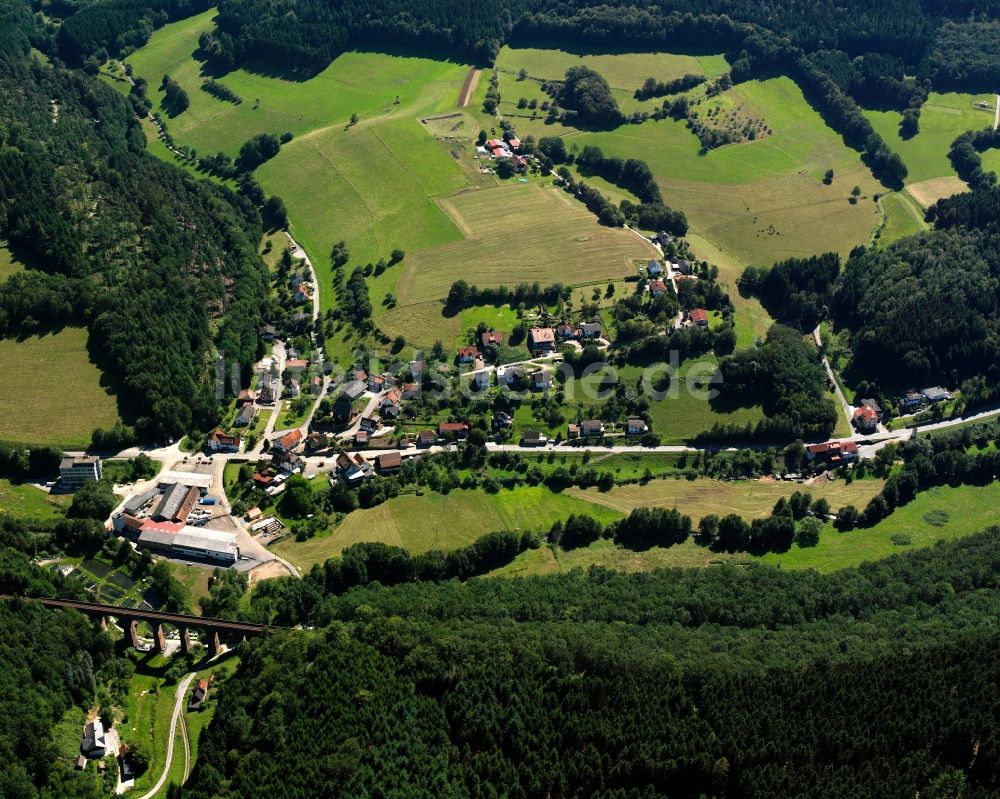 Friedrichsdorf aus der Vogelperspektive: Dorf - Ansicht am Rande Waldgebieten in Friedrichsdorf im Bundesland Baden-Württemberg, Deutschland