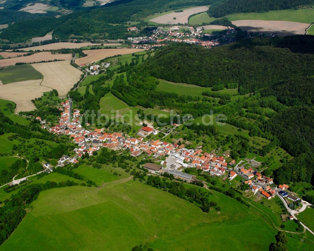 Hildebrandshausen von oben - Dorf - Ansicht am Rande Waldgebieten in Hildebrandshausen im Bundesland Thüringen, Deutschland