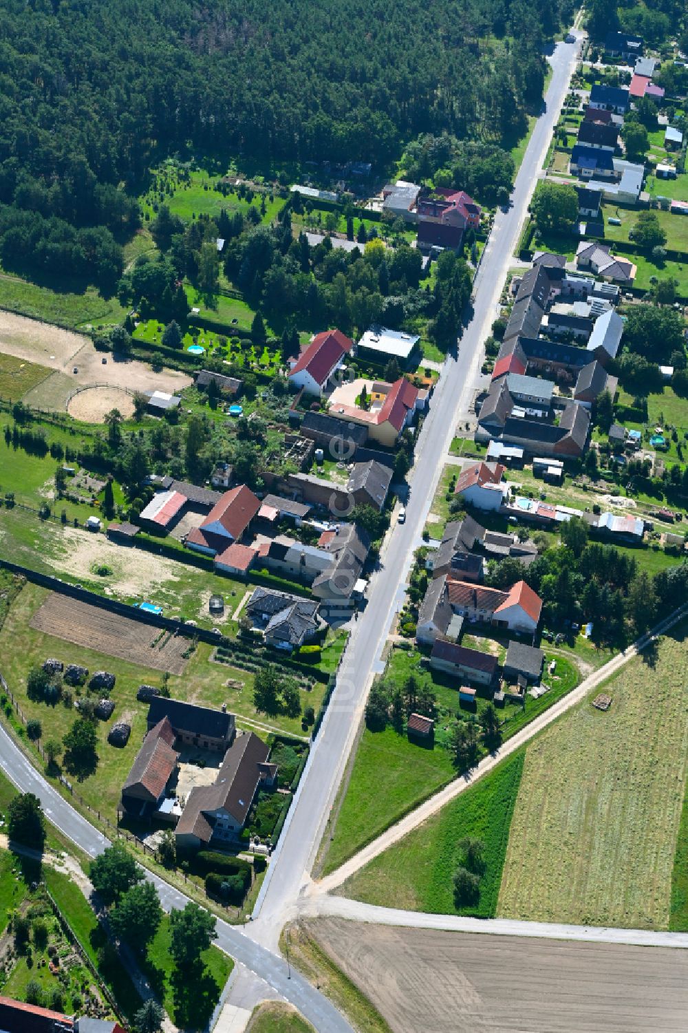 Hohenwerbig von oben - Dorf - Ansicht am Rande von Waldgebieten in Hohenwerbig im Bundesland Brandenburg, Deutschland