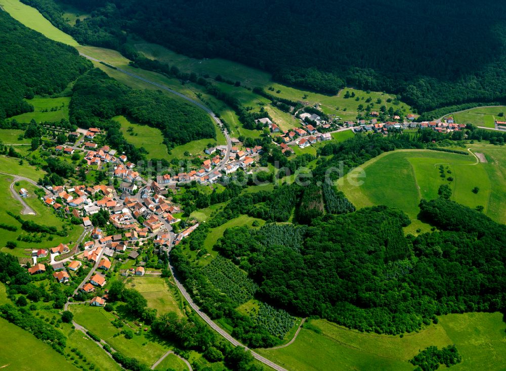 Marienthal aus der Vogelperspektive: Dorf - Ansicht am Rande von Waldgebieten in Marienthal im Bundesland Rheinland-Pfalz, Deutschland