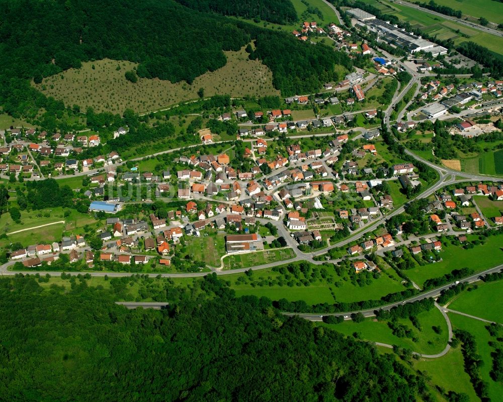 Luftbild Mühlhausen im Täle - Dorf - Ansicht am Rande Waldgebieten in Mühlhausen im Täle im Bundesland Baden-Württemberg, Deutschland