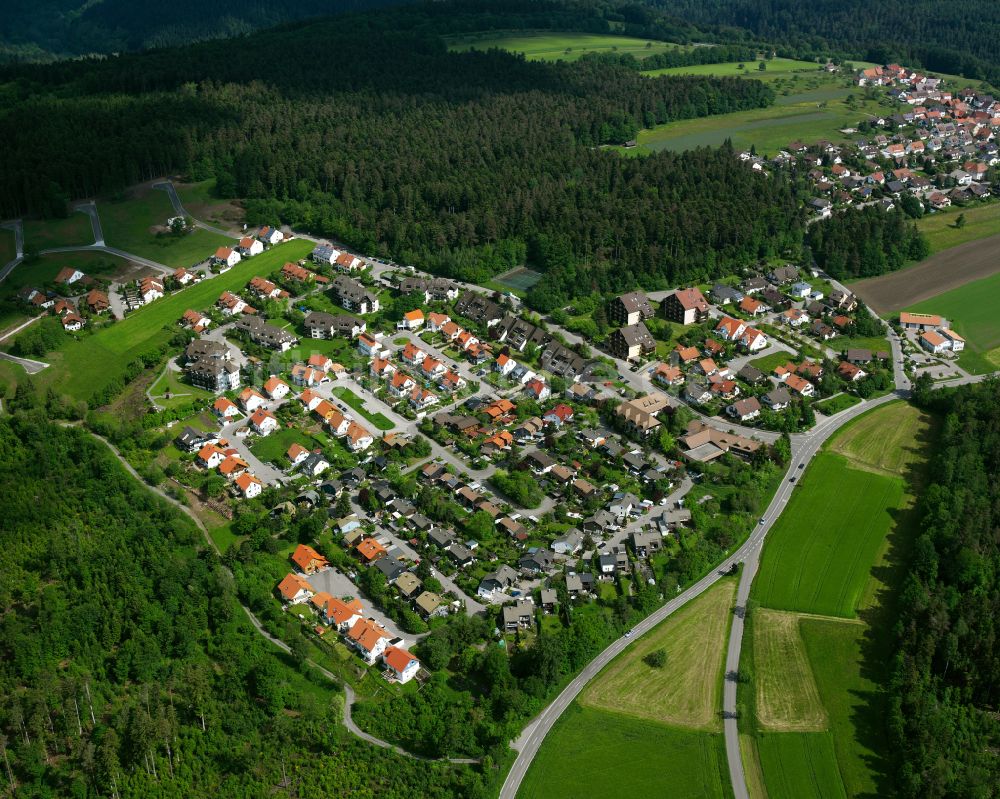 Luftbild Monakam - Dorf - Ansicht am Rande von Waldgebieten in Monakam im Bundesland Baden-Württemberg, Deutschland