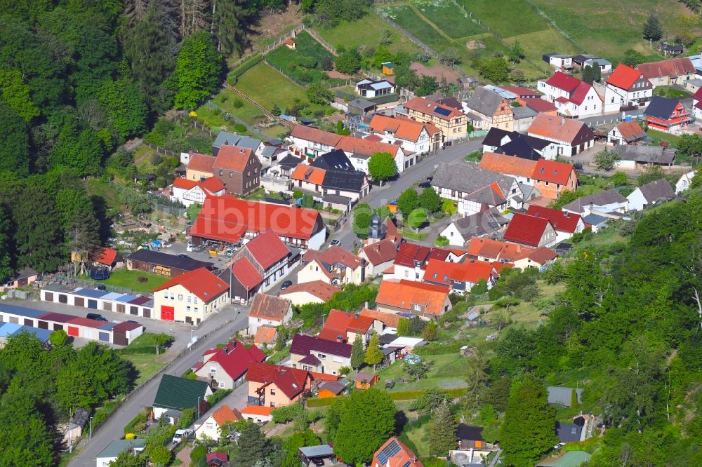 Morungen von oben - Dorf - Ansicht am Rande von Waldgebieten in Morungen im Bundesland Sachsen-Anhalt, Deutschland