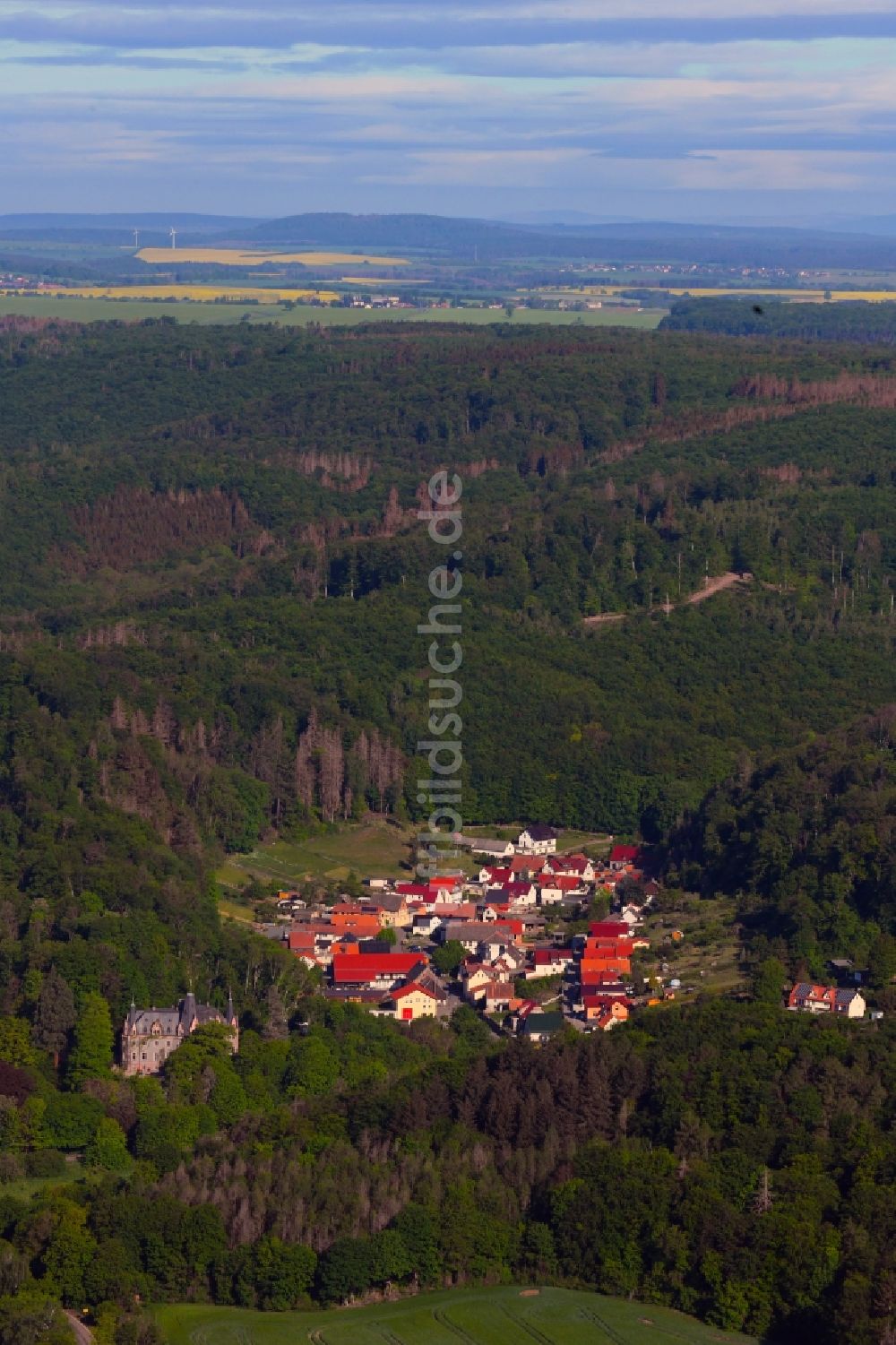 Luftaufnahme Morungen - Dorf - Ansicht am Rande Waldgebieten in Morungen im Bundesland Sachsen-Anhalt, Deutschland