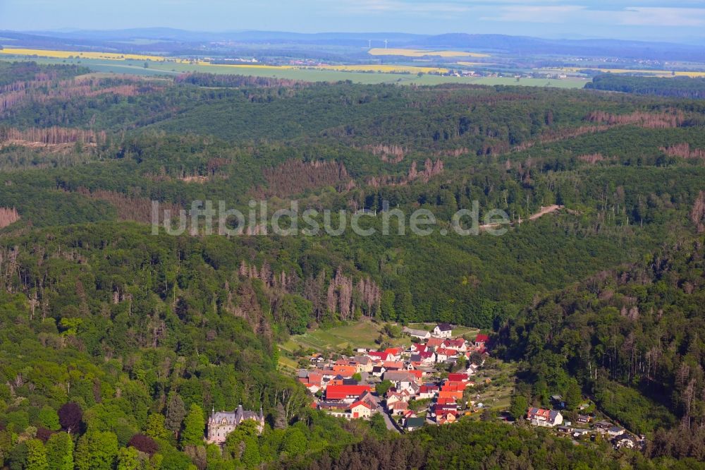 Morungen von oben - Dorf - Ansicht am Rande Waldgebieten in Morungen im Bundesland Sachsen-Anhalt, Deutschland