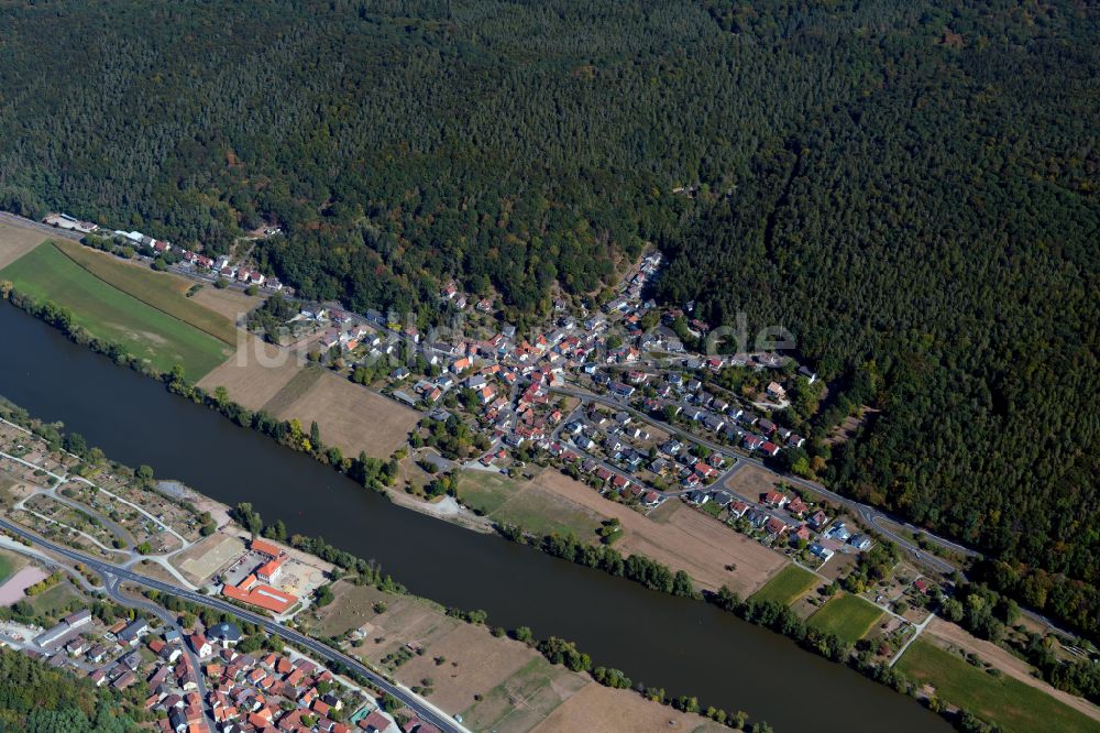 Luftaufnahme Pflochsbach - Dorf - Ansicht am Rande von Waldgebieten in Pflochsbach im Bundesland Bayern, Deutschland