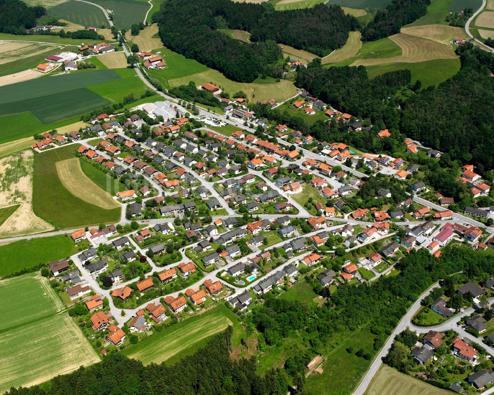 Reischach von oben - Dorf - Ansicht am Rande Waldgebieten in Reischach im Bundesland Bayern, Deutschland