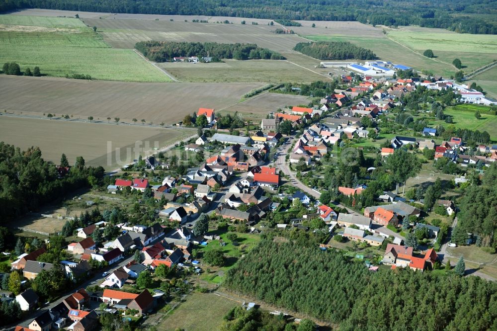 Luftaufnahme Schleesen - Dorf - Ansicht am Rande Waldgebieten in Schleesen im Bundesland Sachsen-Anhalt, Deutschland