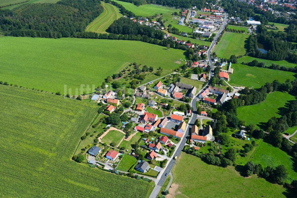 Luftbild Schloßig - Dorf - Ansicht am Rande von Waldgebieten in Schloßig im Bundesland Thüringen, Deutschland