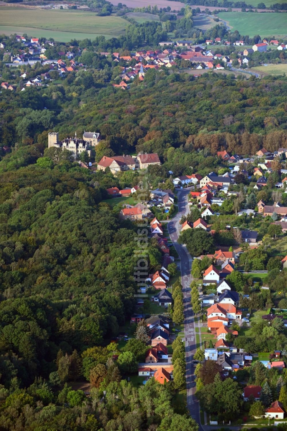 Sommerschenburg von oben - Dorf - Ansicht am Rande Waldgebieten in Sommerschenburg im Bundesland Sachsen-Anhalt, Deutschland