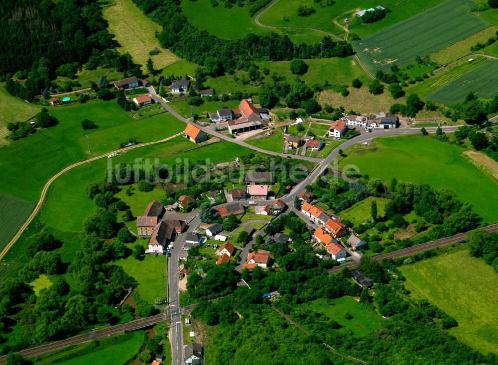 Steckweiler aus der Vogelperspektive: Dorf - Ansicht am Rande von Waldgebieten in Steckweiler im Bundesland Rheinland-Pfalz, Deutschland