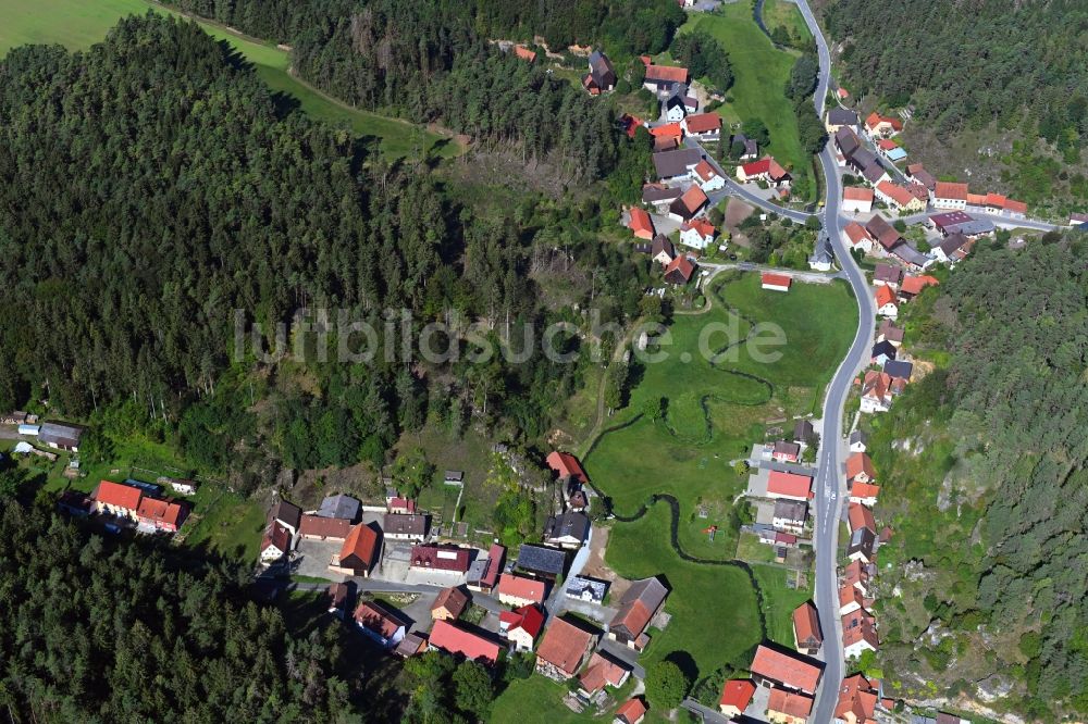 Treunitz von oben - Dorf - Ansicht am Rande Waldgebieten in Treunitz im Bundesland Bayern, Deutschland