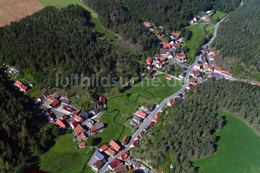 Treunitz aus der Vogelperspektive: Dorf - Ansicht am Rande Waldgebieten in Treunitz im Bundesland Bayern, Deutschland
