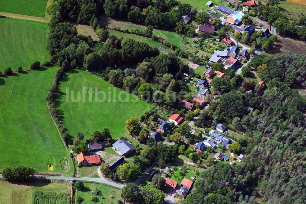 Volkfien aus der Vogelperspektive: Dorf - Ansicht am Rande Waldgebieten in Volkfien im Bundesland Niedersachsen, Deutschland