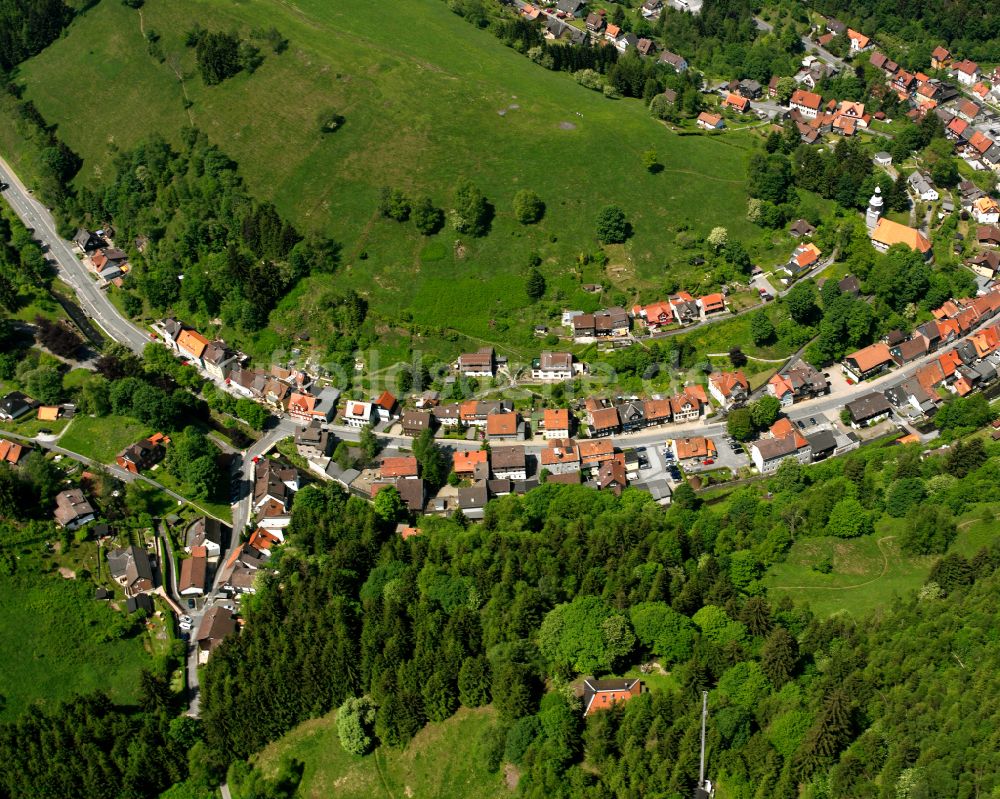 Luftbild Wildemann - Dorf - Ansicht am Rande von Waldgebieten in Wildemann im Bundesland Niedersachsen, Deutschland