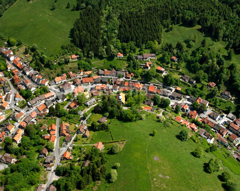 Luftaufnahme Wildemann - Dorf - Ansicht am Rande von Waldgebieten in Wildemann im Bundesland Niedersachsen, Deutschland
