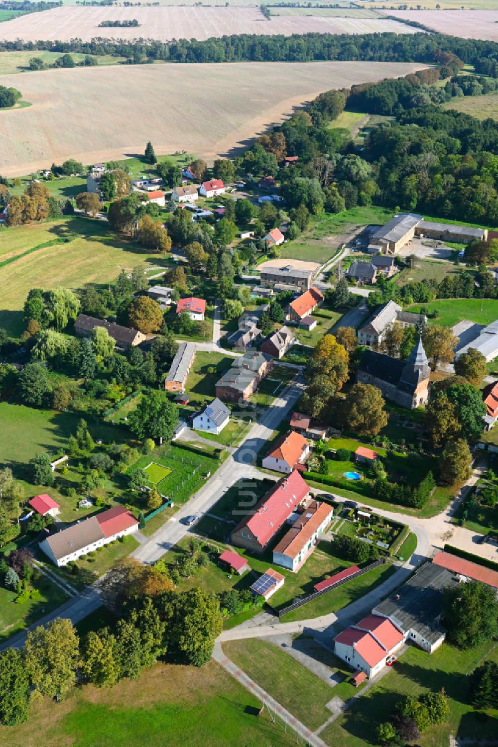 Luftbild Wilsickow - Dorf - Ansicht am Rande von Waldgebieten in Wilsickow im Bundesland Brandenburg, Deutschland