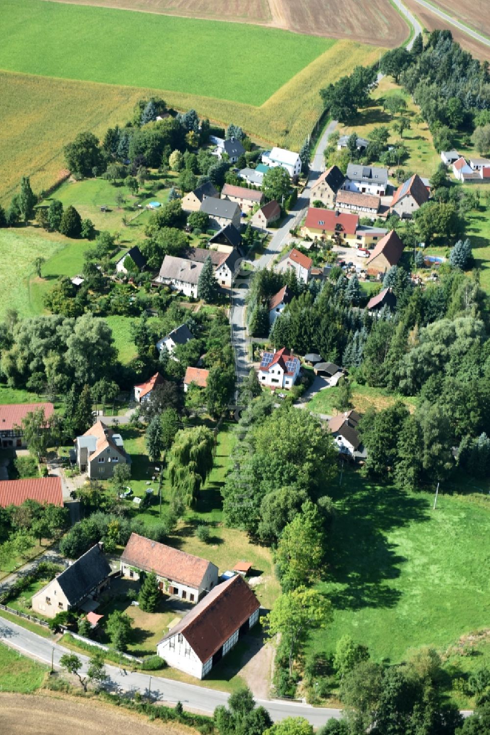 Luftaufnahme Schönberg - Dorf - Ansicht von Schönberg im Bundesland Sachsen