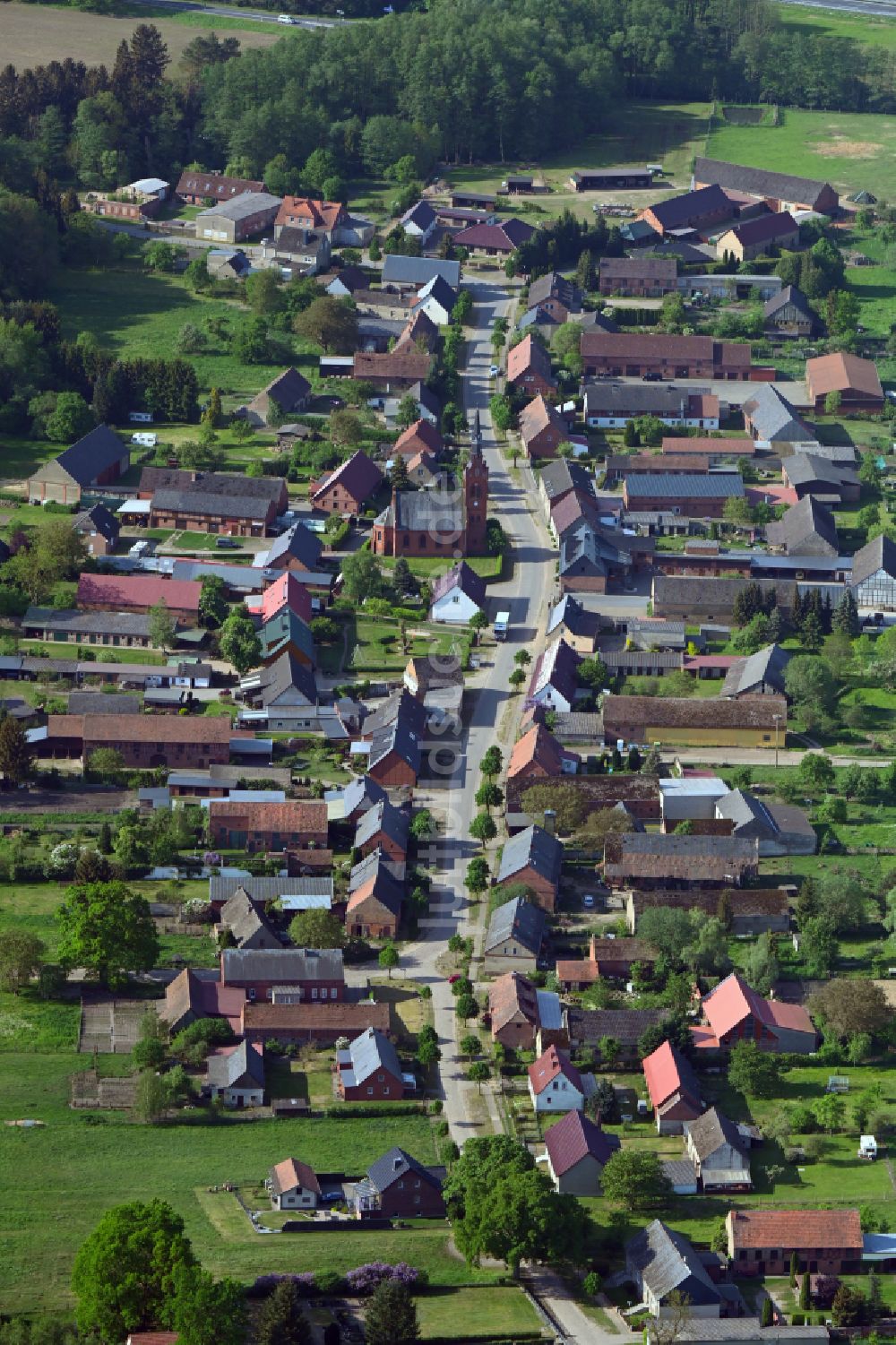 Telschow von oben - Dorf - Ansicht in Telschow im Bundesland Brandenburg, Deutschland